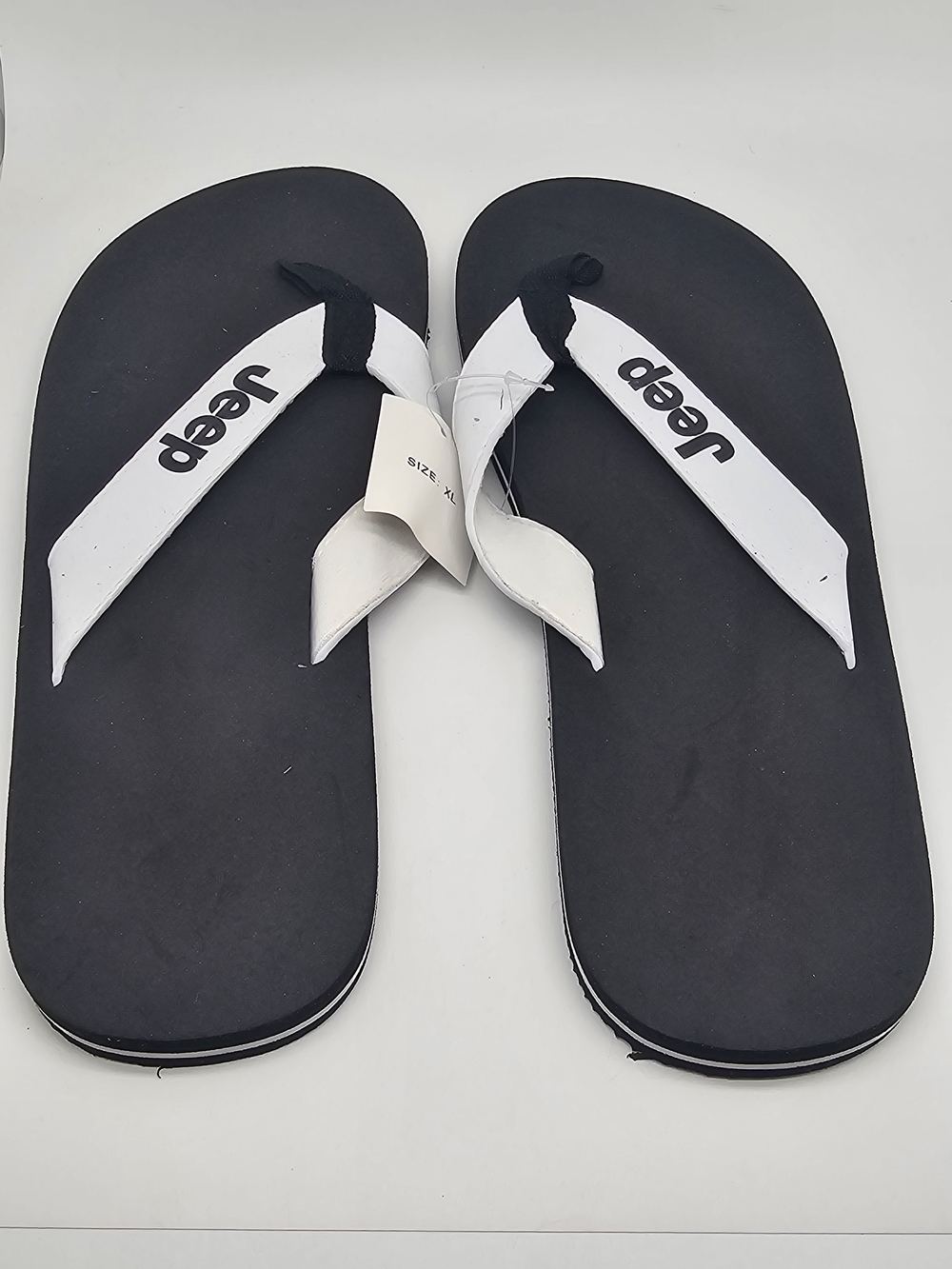 Jeep Men's Black and White Strap Flip Flops